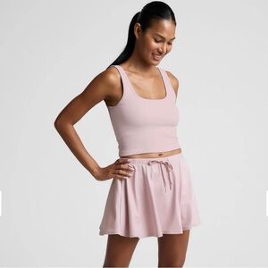 Light Pink Ribbed Crop Tank and Skirt Set